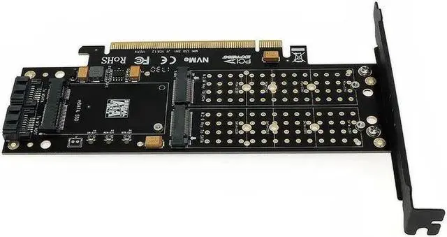 Alt view image 6 of 6 - M Key B Key PCIE to M2 Adapter PCI E 3.0 X16 to M.2 SSD mSATA 2 x 7Pin SATA Port NVME M2 SSD AHCI mSATA 3 in 1 Riser Card