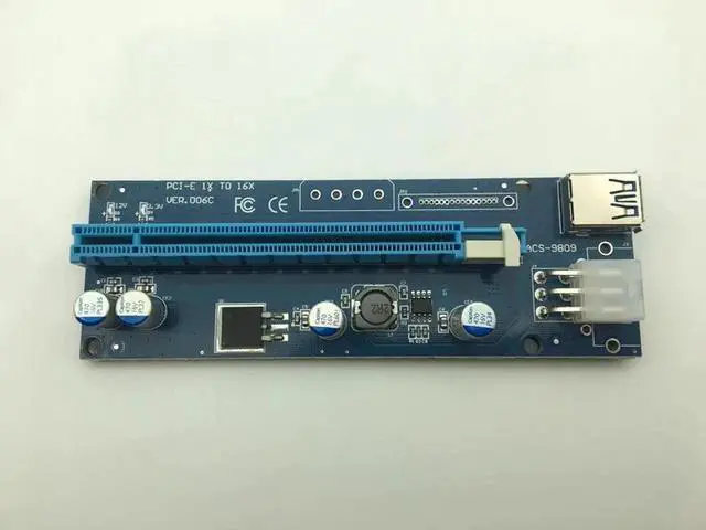 Alt view image 4 of 6 - Riser Card PCI-E 1x to 16x Extender with LED Light 60cm USB 3.0 PCI-E Riser 6Pin Power for BTC Bitcoin Mining Antminer Miner