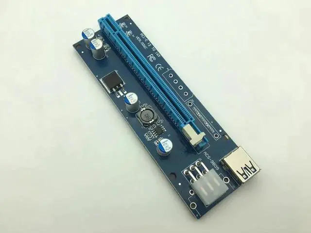 Alt view image 5 of 6 - Riser Card PCI-E 1x to 16x Extender with LED Light 60cm USB 3.0 PCI-E Riser 6Pin Power for BTC Bitcoin Mining Antminer Miner
