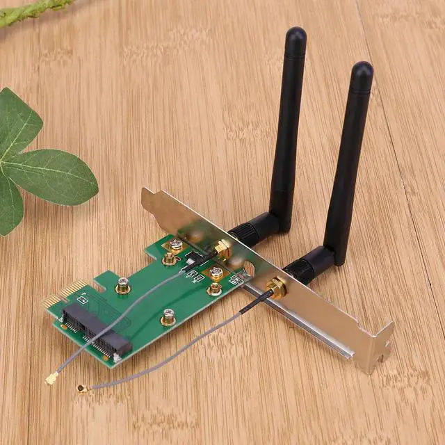 Alt view image 3 of 6 - Mini PCI-e to PCI-e network card Converter Wireless Network Card with External 2 Antenna Support Windows 2000/XP/Vista/7/8