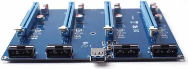 Alt view image 3 of 6 - PCI-E Turn PCIe Riser Cards 1 to 4 PCI-E 1X Expansion Cards 4 Port PCIe slots/PCIePort Multiplier Cards for Miner BTC