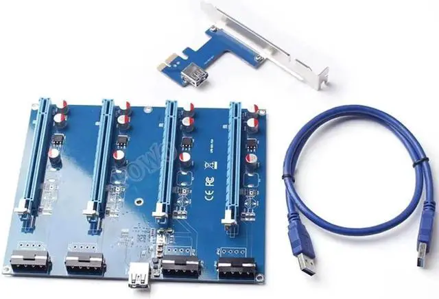 Alt view image 4 of 6 - PCI-E Turn PCIe Riser Cards 1 to 4 PCI-E 1X Expansion Cards 4 Port PCIe slots/PCIePort Multiplier Cards for Miner BTC