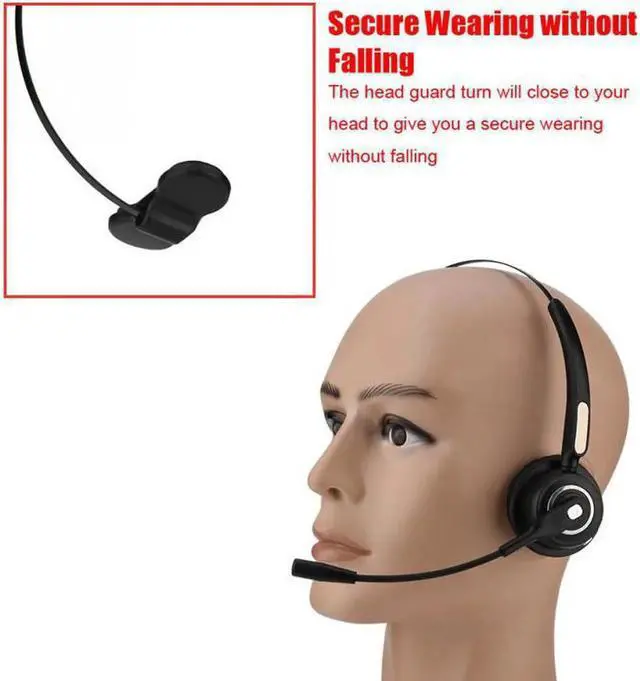 Alt view image 6 of 6 - Aomoproing Call Center Bluetooth Headset Wireless Over-the-Head Noise Canceling Headphones For Truck Car Drivers Call Center, Office,Phones