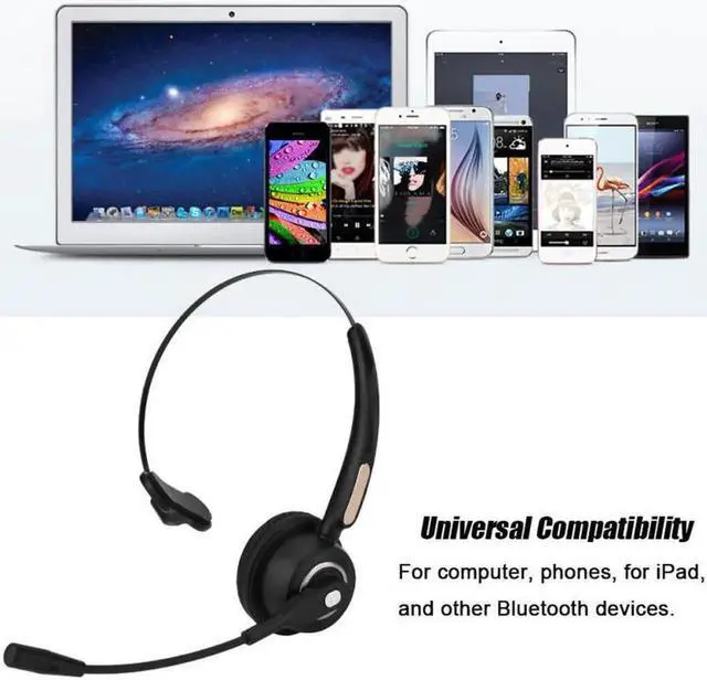 Alt view image 3 of 6 - Aomoproing Call Center Bluetooth Headset Wireless Over-the-Head Noise Canceling Headphones For Truck Car Drivers Call Center, Office,Phones