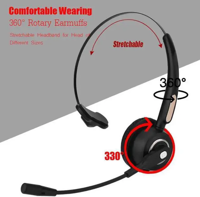 Alt view image 4 of 6 - Aomoproing Call Center Bluetooth Headset Wireless Over-the-Head Noise Canceling Headphones For Truck Car Drivers Call Center, Office,Phones