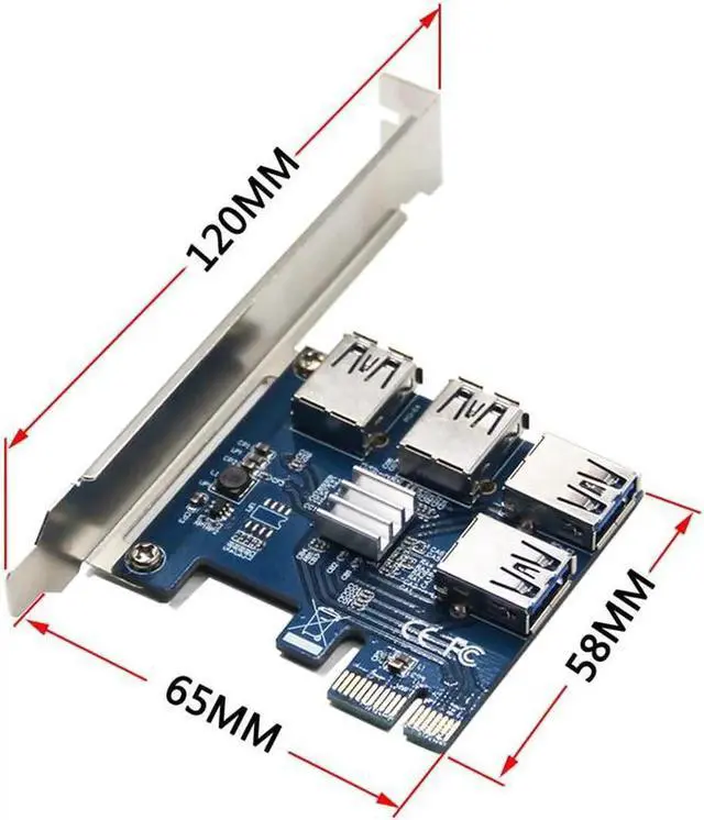 Alt view image 5 of 6 - NEW Add in Card PCIe 1 to 4 PCI Express 16X Slots Riser Card PCI-E 1X to External 4 PCI-e Slot Adapter PCIe Port Multiplier Card
