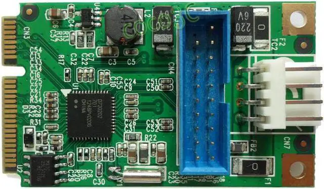 Alt view image 3 of 6 - Mini PCI-e to 2 USB 3.0 ports adapter mini-PCIe to 19Pin USB3.0 header + USB female header to 2 USB3.0 spiltter adapter + cable