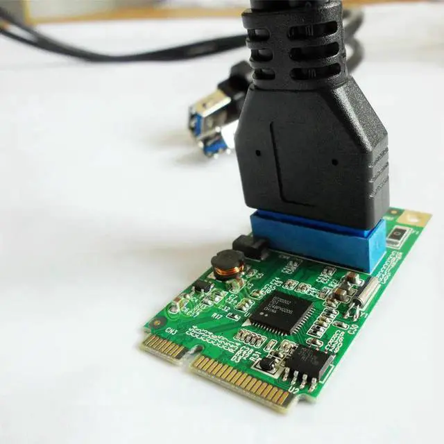 Alt view image 4 of 6 - Mini PCI-e to 2 USB 3.0 ports adapter mini-PCIe to 19Pin USB3.0 header + USB female header to 2 USB3.0 spiltter adapter + cable