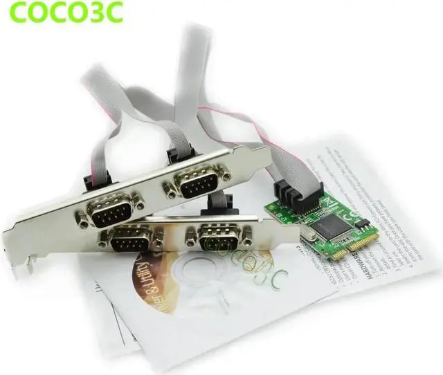 Alt view image 3 of 6 - Mini PCI Express 4 Serial ports Controller card mini PCIe to DB9 RS232 Adapter Card mini PCI-E COM Card MCS9904