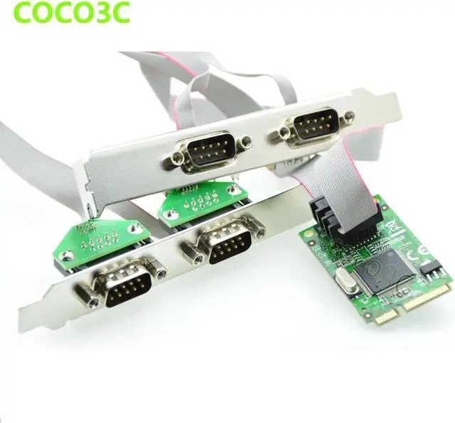 Alt view image 5 of 6 - Mini PCI Express 4 Serial ports Controller card mini PCIe to DB9 RS232 Adapter Card mini PCI-E COM Card MCS9904