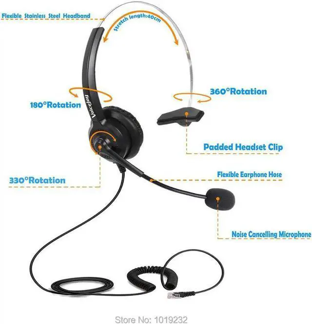 Alt view image 3 of 6 - Aomoproing Volume and Mute switch call center headset,earphone headphone,for training center and ALL Office phones with RJ9 headset jack