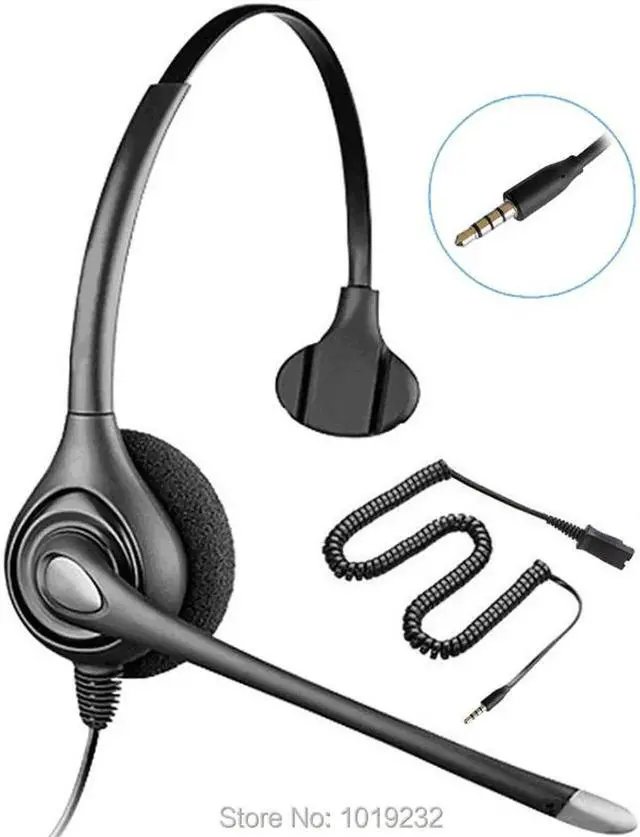 Main image of Aomoproing Call center headphones QD (Quick Disconnect) headset with single 3.5mm plug for laptop,Smartphone,mobile phone,PC or RJ9 plug