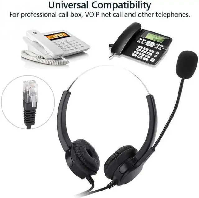 Alt view image 2 of 6 - Aomoproing Crystal headsets Earpiece RJ9 Call Center Headset Noise Cancelling Call Center Headphones with Comfortable Wear 2018 style