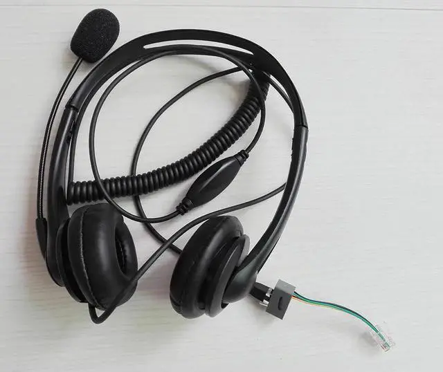 Alt view image 4 of 5 - Aomoproing Professional RJ11 plug monaural call center telephones headset phone headphones with 2 adapters for all telephones