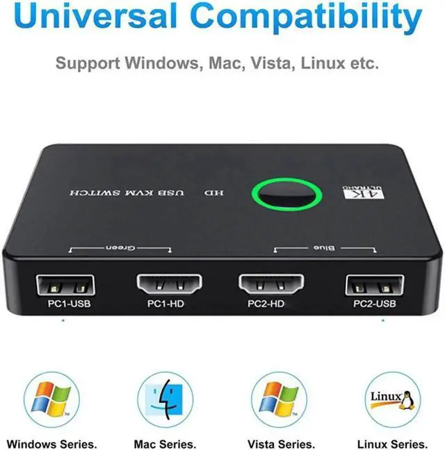 Alt view image 5 of 6 - Switcher Keyboard Mouse Printer KVM Shared Controller Plug and Play USB KVM Selector Display Equipment for 2 PC Sharing