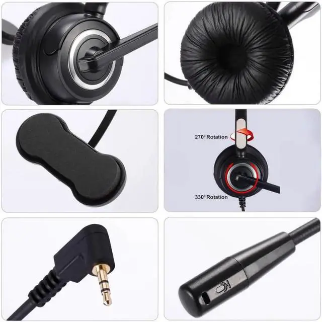 Alt view image 4 of 4 - Aomoproing Professional monaural call center telephones headset phone headphones with 2.5mm jack plug,RJ9/RJ11 plug optional