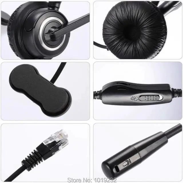 Alt view image 4 of 4 - Aomoproing Volume and Mute Switch RJ9 Headset with microphone Call center headphone office headset for most office telephones