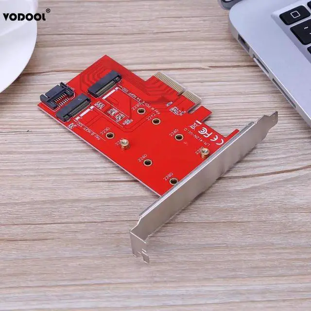 Alt view image 3 of 6 - High Speed PCI-E X4 to NGFF (M.2) SSD Hard Drive Extension Card SATA Cable Adapter Card for PC Desktop PCIE Adapter Card