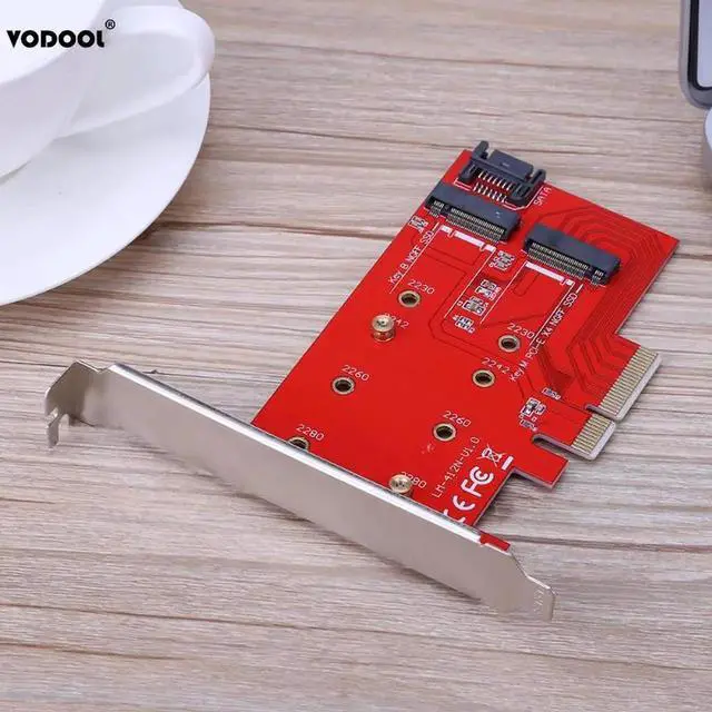 Alt view image 2 of 6 - High Speed PCI-E X4 to NGFF (M.2) SSD Hard Drive Extension Card SATA Cable Adapter Card for PC Desktop PCIE Adapter Card