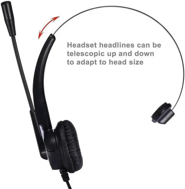 Alt view image 3 of 5 - Aomoproing 2PCS RJ9 Headset Call Center headphone Avaya 24XX 46XX Nortel phone headset call center headset with RJ9/RJ11 plug
