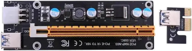 Alt view image 3 of 6 - 4 Port USB3.0 Riser Card Gold PCI-E 1 to 4 PCI Express 16X Slot External Adapter PCIe Multiplier Card+ 4pcs 6pin molex Riser set