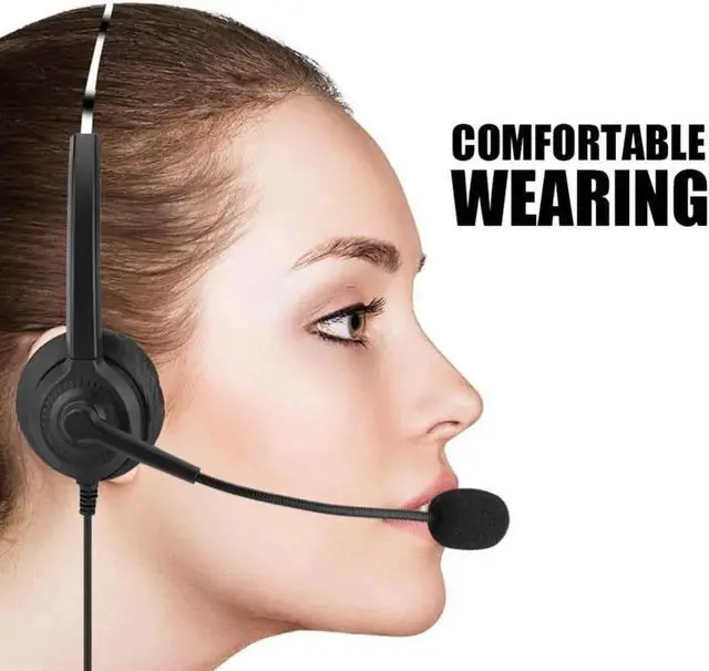 Alt view image 3 of 6 - Aomoproing H300D Lossless Sound Call Center Headphones 360 Degrees Rotary Earmuffs Call Center Headset