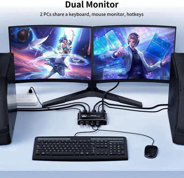 Alt view image 2 of 6 - 4K 120Hz HDMI USB 3.0 KVM Switch HDMI 2.1 KVM Switch USB 8K 60Hz 1080@240Hz USB KVM Switcher HDMI with USB 3.0 Port PC