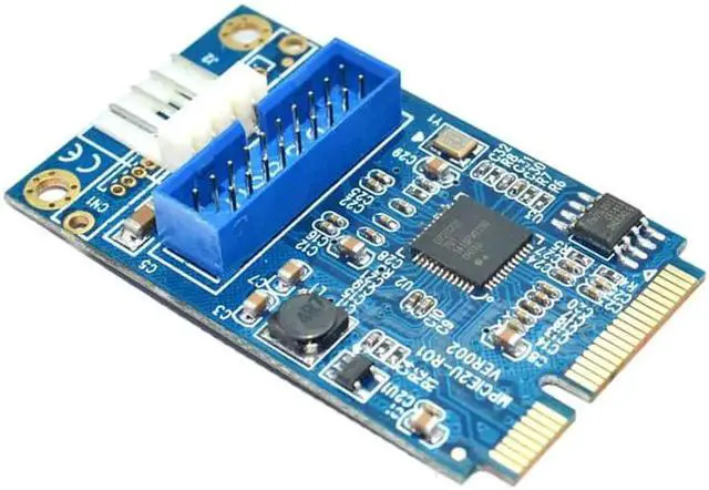 Alt view image 3 of 6 - MINI PCIE to USB 3.0 Adapter Card 4Pin Power Connector MINI PCI E to 19pin USB Front Panel 2 Ports USB 3.0 Expansion Card Riser