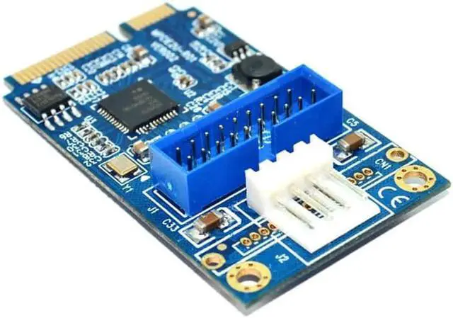 Alt view image 5 of 6 - MINI PCIE to USB 3.0 Adapter Card 4Pin Power Connector MINI PCI E to 19pin USB Front Panel 2 Ports USB 3.0 Expansion Card Riser