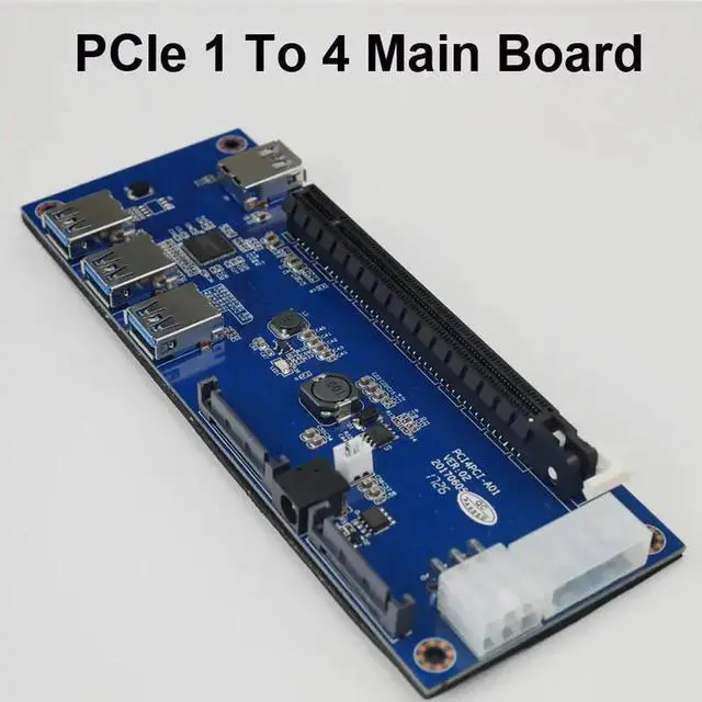 Alt view image 2 of 5 - PCI-E x1 x16 Expansion kit PCIe x1 1 to 4 External PCI Express 16X slots Riser Card PCIe Port Multiplier Card