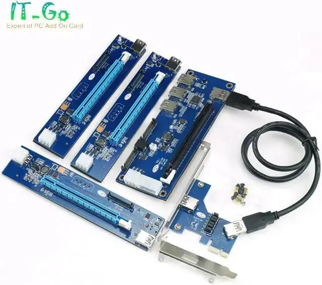 Alt view image 4 of 5 - PCI-E x1 x16 Expansion kit PCIe x1 1 to 4 External PCI Express 16X slots Riser Card PCIe Port Multiplier Card