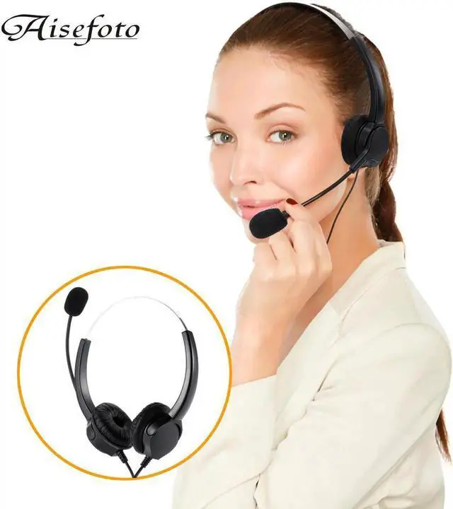 Main image of Aomoproing Professional Telephone Headset Clear Voice Noise Cancellation Call Center Binaural Headphone Corded Headset with Micphone