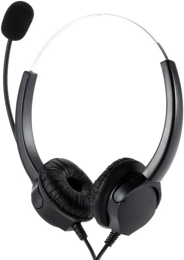 Alt view image 2 of 6 - Aomoproing Professional Telephone Headset Clear Voice Noise Cancellation Call Center Binaural Headphone Corded Headset with Micphone