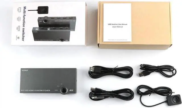 Alt view image 6 of 6 - product 4 port usb 2.0 kvm switch 4k 60hz hdmi kvm switcher support 2 PC computer HDMI and USBS Output