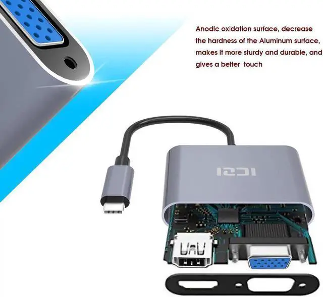 Alt view image 4 of 6 - 4K USB C to HDMI VGA (Thunderbolt 3 Compatible) Adapter for Samsung Note 9 s8 s9 Huawei P20/Pro Macbook Pro 2018/2017 iMac