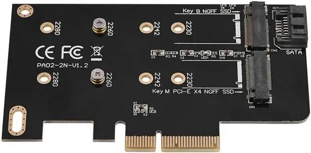 Alt view image 3 of 6 - 2 Ports NGFF M.2 B + M Key To PCI-E 4X 3.0 Adapter Card SSD To PCI Express