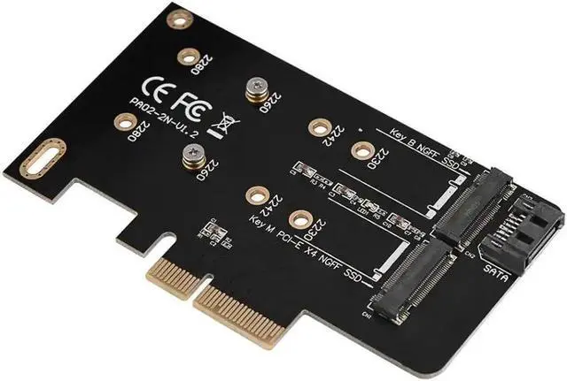 Alt view image 4 of 6 - 2 Ports NGFF M.2 B + M Key To PCI-E 4X 3.0 Adapter Card SSD To PCI Express