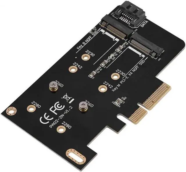 Alt view image 6 of 6 - 2 Ports NGFF M.2 B + M Key To PCI-E 4X 3.0 Adapter Card SSD To PCI Express