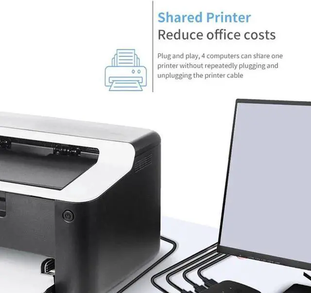 Alt view image 5 of 6 - Switch USB Switch Shared Controller Adapter 4 Inputs 4 Outputs For Laptop Computer Printer Keyboard Mouse Monitor