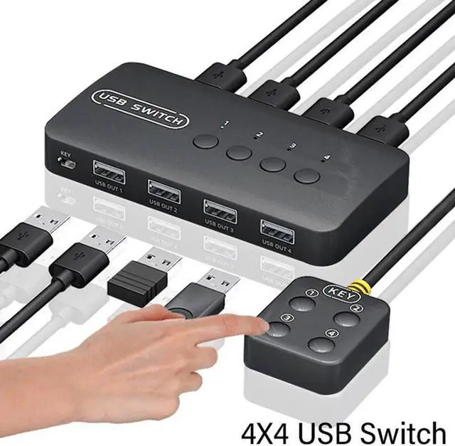 Main image of Switch USB Switch Shared Controller Adapter 4 Inputs 4 Outputs For Laptop Computer Printer Keyboard Mouse Monitor