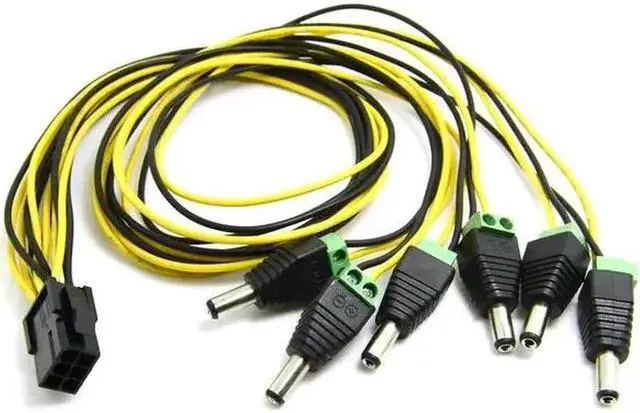 Alt view image 2 of 4 - ATX PCI-E PCI Express PCIE 6pin to 5pcs DC 5.5X2.1mm Plugs of Gridseed Mini 60cm power cord cable