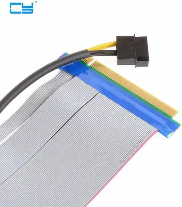 Main image of Riser PCI-E x16 pcie pci Express 16X to 16x Riser Extender Card with Molex IDE Power & Ribbon Cable adapter 20cm