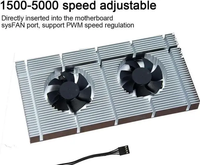Alt view image 4 of 7 - GPU Backplate Radiator Memory Cooler Aluminum Panel + Dual PWM Fan VRAM Heatsink Graphics Card Backplane For RTX 3090 3080 3070 Radiator With 0.5mm Thermal Pad 600