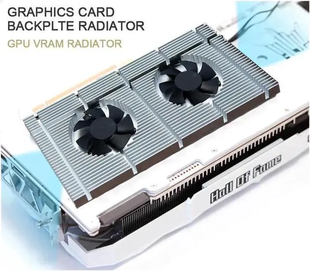 Alt view image 2 of 7 - GPU Backplate Radiator Memory Cooler Aluminum Panel + Dual PWM Fan VRAM Heatsink Graphics Card Backplane For RTX 3090 3080 3070 Radiator With 0.5mm Thermal Pad 600