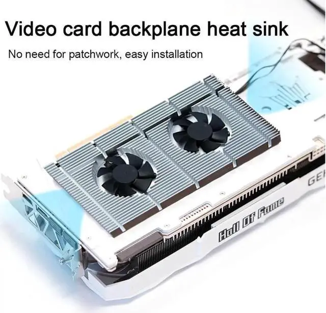 Alt view image 3 of 7 - GPU Backplate Radiator Memory Cooler Aluminum Panel + Dual PWM Fan VRAM Heatsink Graphics Card Backplane For RTX 3090 3080 3070 Radiator With 0.5mm Thermal Pad 600