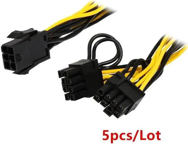 Alt view image 4 of 6 - 5PC 6inch Molex 6-pin PCI Express to 2 x PCIe 8 (6+2) pin Motherboard Graphics Video Card PCI-e GPU VGA Splitter Hub Power Cable