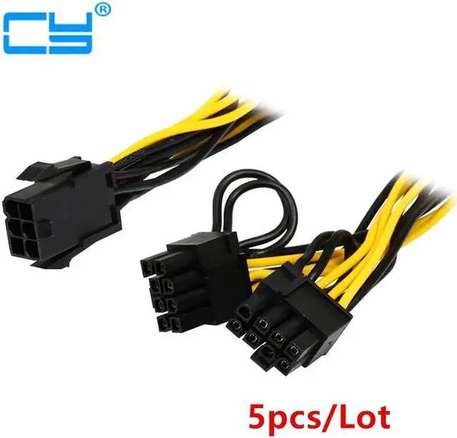 Main image of 5PC 6inch Molex 6-pin PCI Express to 2 x PCIe 8 (6+2) pin Motherboard Graphics Video Card PCI-e GPU VGA Splitter Hub Power Cable