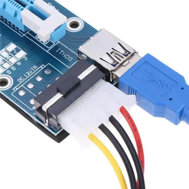 Alt view image 4 of 6 - USB 3.0 PCI-E PCI Express 1x To 16x Extender Riser Card Power Cable 60cm PCIE Mining Card Adapter for BitCoin mining