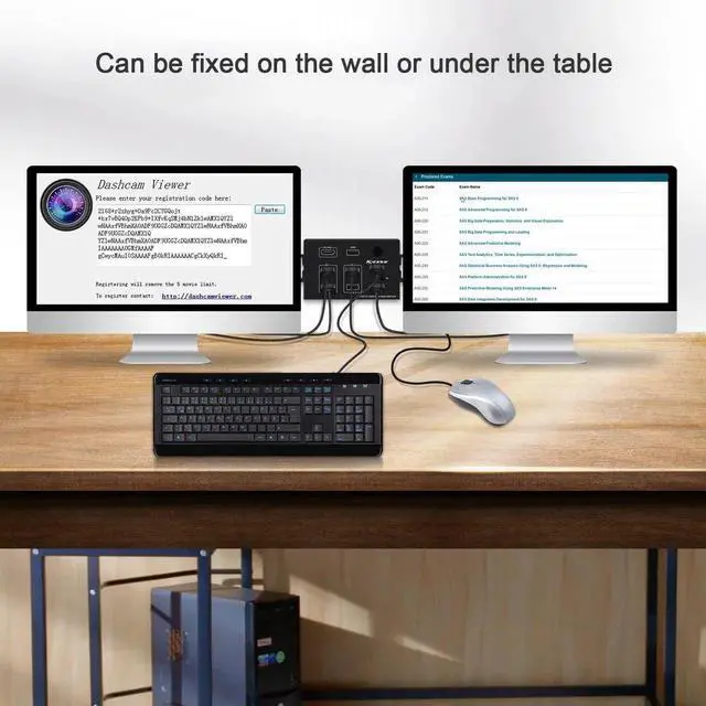 Alt view image 5 of 5 - Wall-Mounted 2 In 1 Out USB HD KVM Switch Box for 2PC Sharing Keyboard Mouse Printer Plug Paly Video Display USB Swltch Splitter