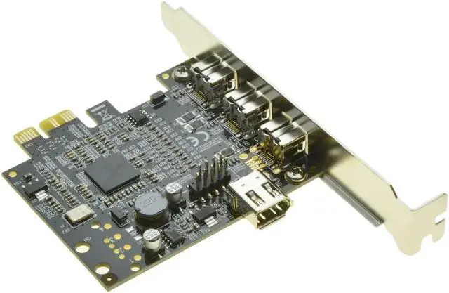 Alt view image 6 of 6 - 3 ports 1394B + 1 shared 6Pin 1394A PCI-e Controller card PCIe to external Firewire 800 IEEE 1394b Port